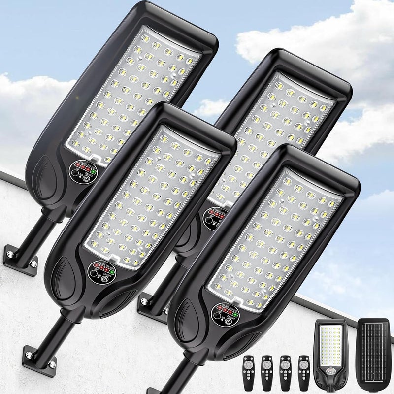 lamtech Solar Street Lights Outdoor Waterproof ,30000LM Dusk to Dawn Solar Lights with Motion Sensor and Remote Control Solar Powered LED Flood Light Outside for Parking Lot, Security, Garden, Garages 4 Pack - Image 1